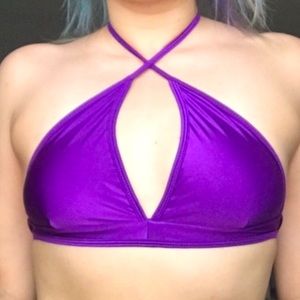 Lycra purple halter triangle top